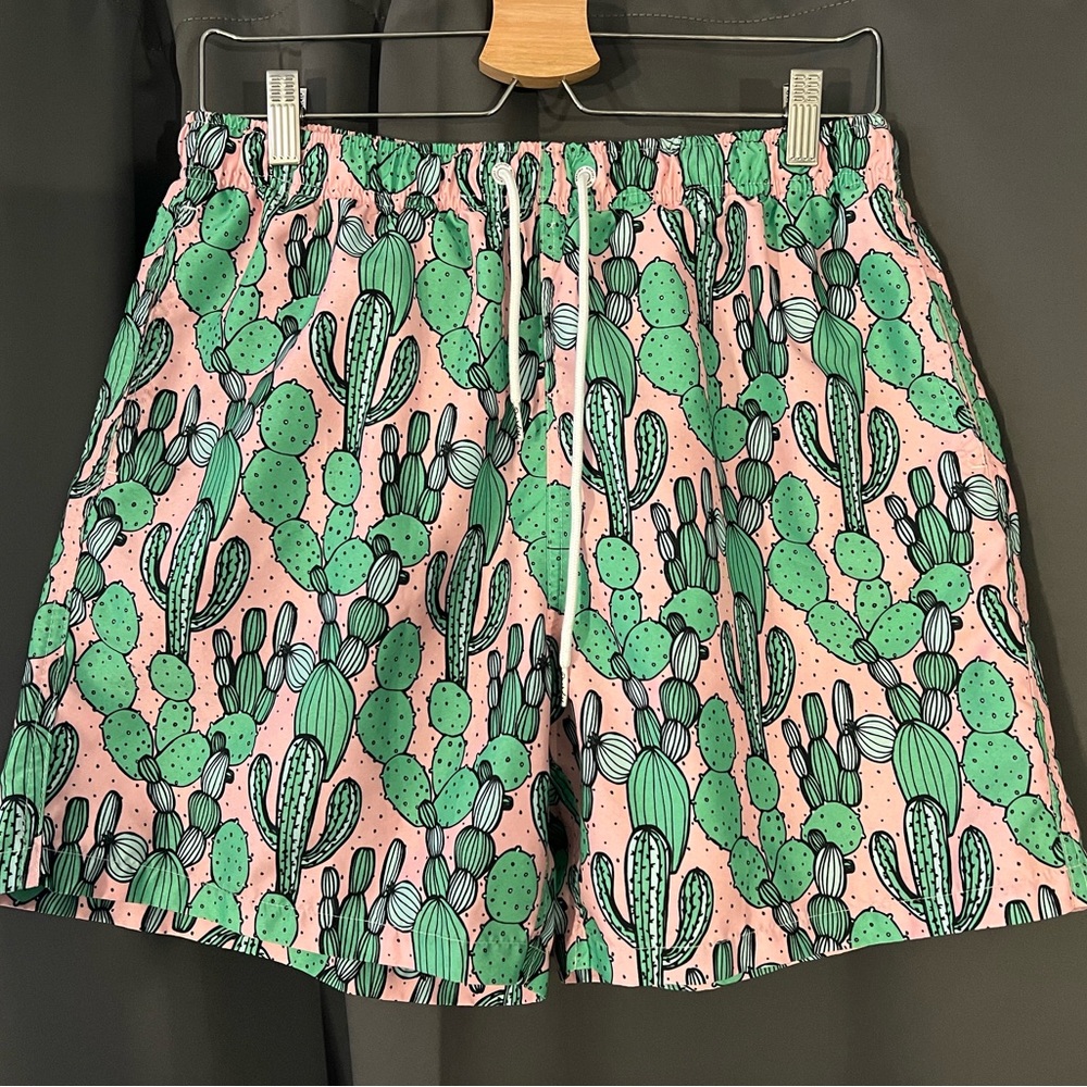 L - Boardies - Cactus Dry Heat Shorts, Swim Trunks - Green/Pink